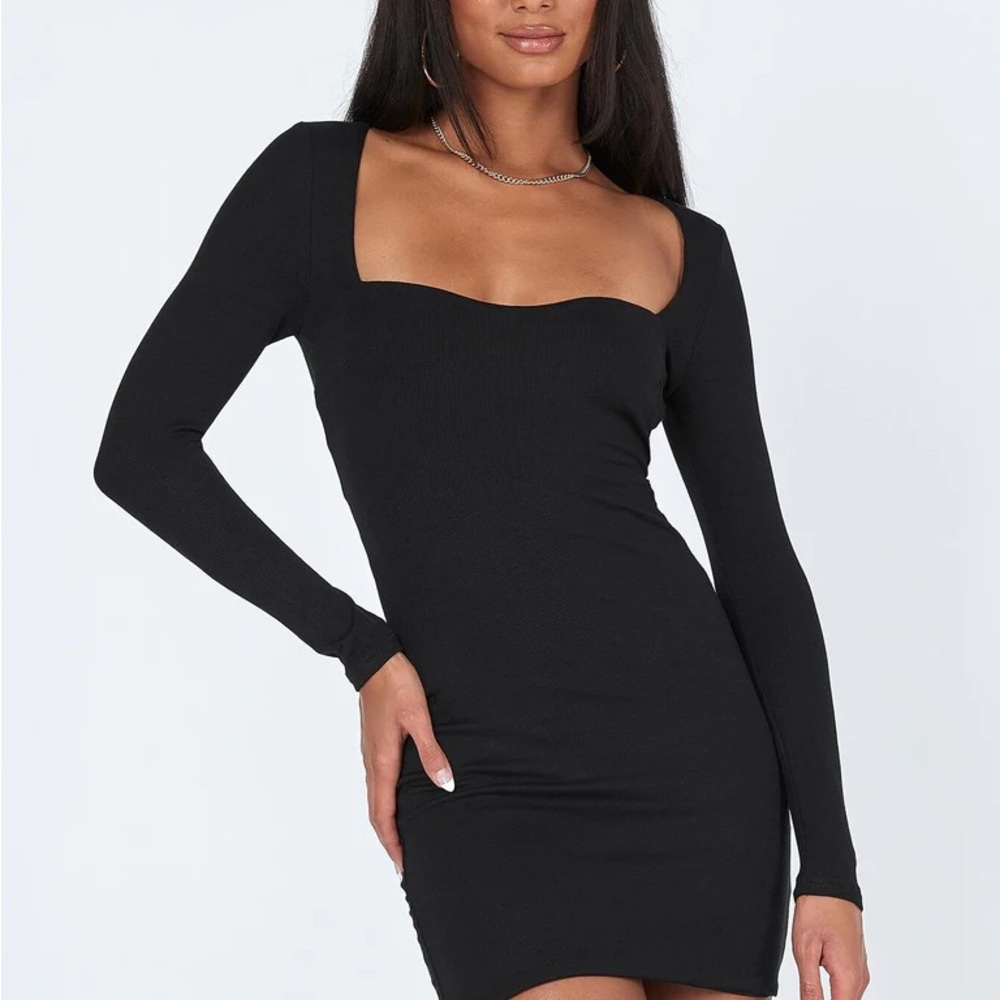 Princess Polly Black Ribbed Bodycon Dress - NWT